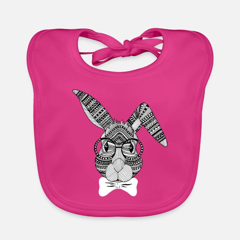 Rabbit with bow tie and glasses Organic Baby Bibs