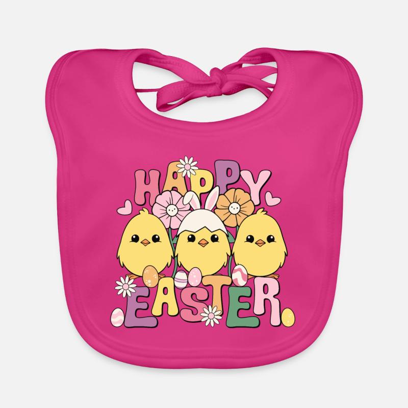 Happy Easter, Happy Easter, Easter Chicks, Easter Eggs Organic Baby Bibs