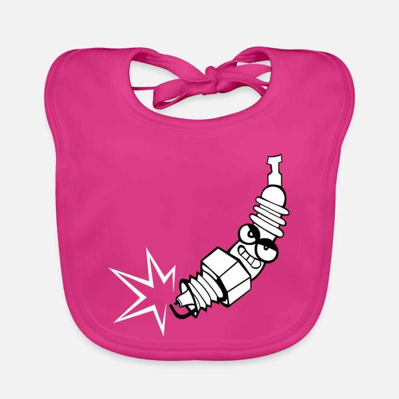Spark plug comic with face Organic Baby Bibs