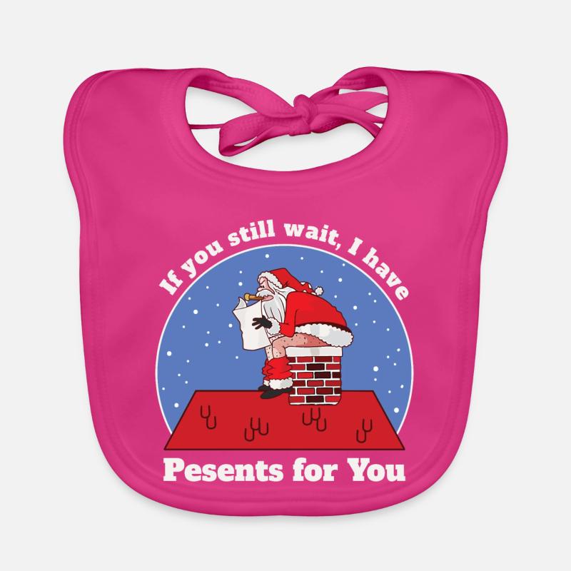 Père Noël drôle - Bavoir bio Bébé - fuchsia