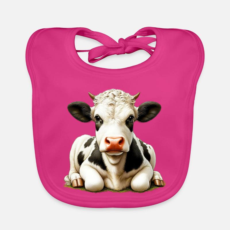 Kuh - Baby Bio-Lätzchen - Fuchsia