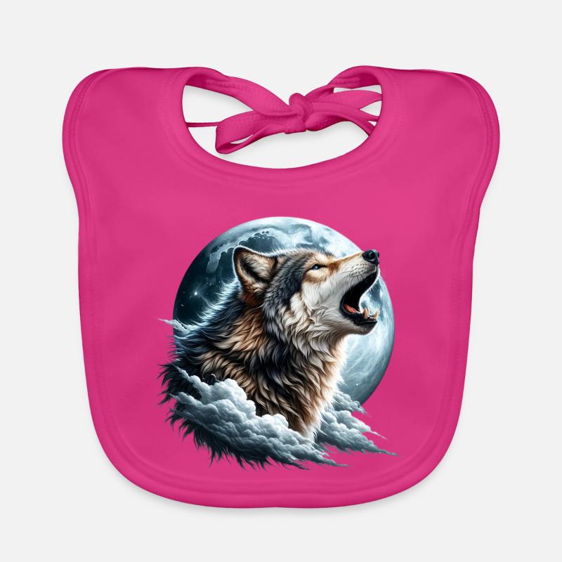 Wolf howls at the full moon Organic Baby Bibs