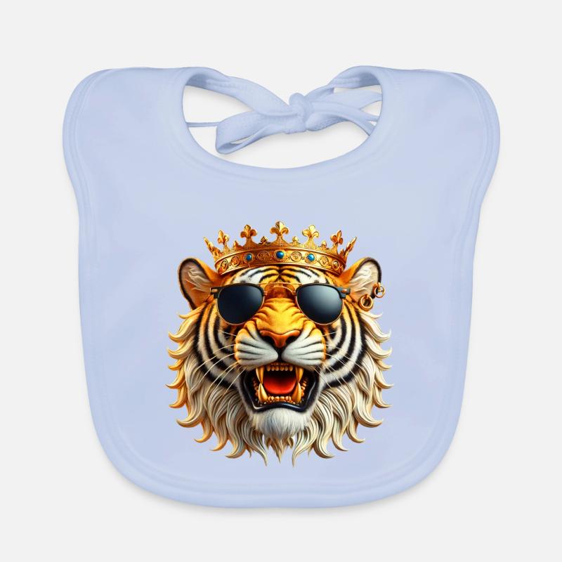 King Tiger with Crown Organic Baby Bibs
