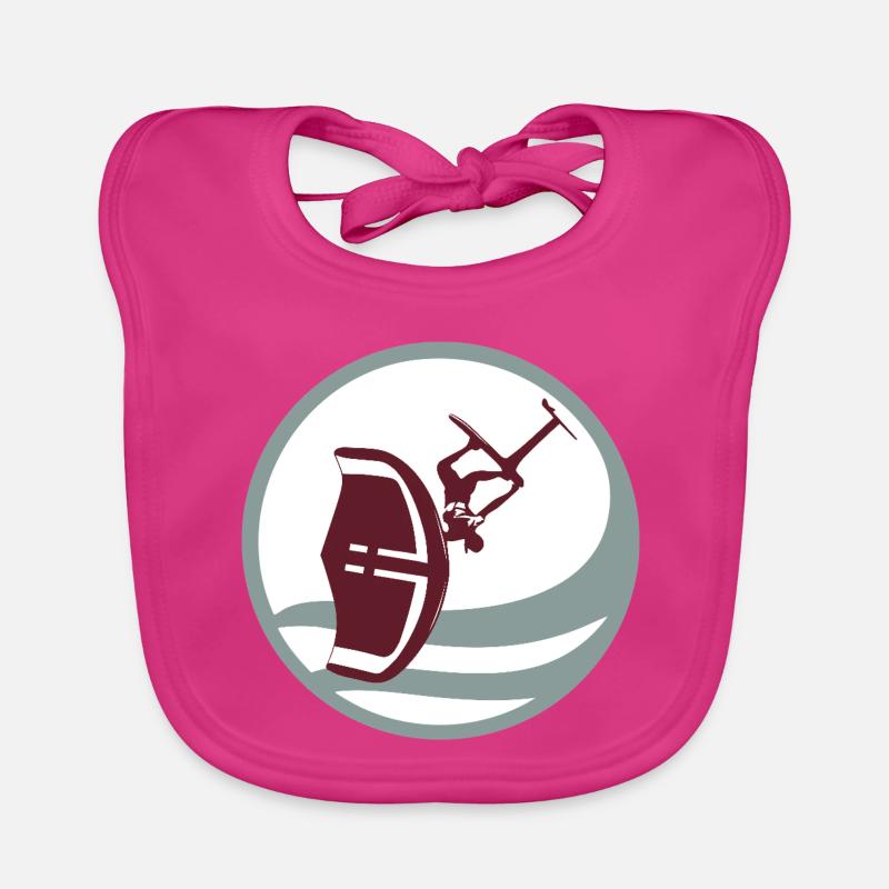 Wingfoil Action Silhouette - Baby Bio-Lätzchen - Fuchsia