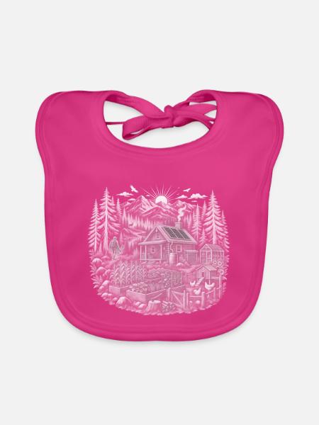 Solarhütte im rustikalen Wald - Baby Bio-Lätzchen - Fuchsia