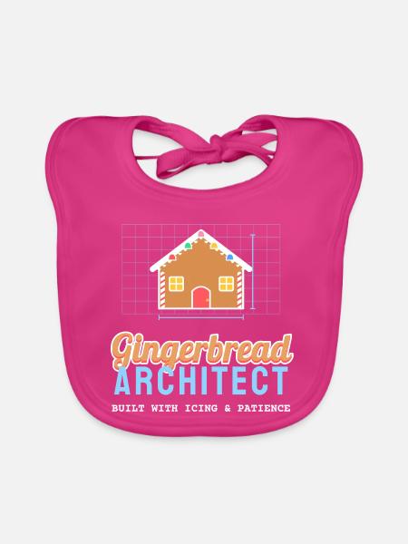 Lebkuchen-Architekt lustiges Weihnachtsbacken - Baby Bio-Lätzchen - Fuchsia