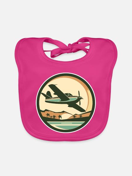 Flugzeug - Baby Bio-Lätzchen - Fuchsia