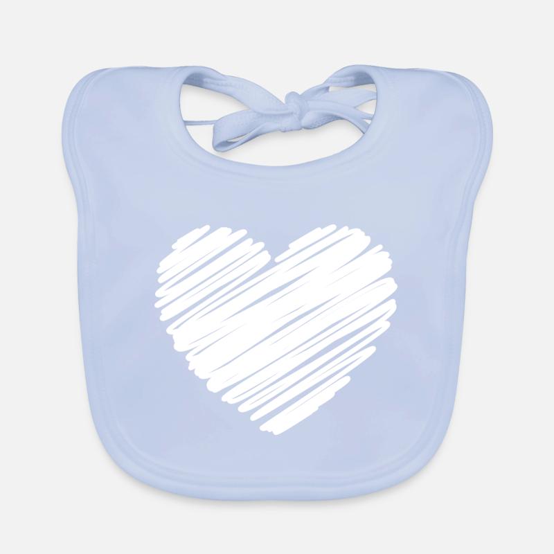White Scribble Heart Organic Baby Bibs
