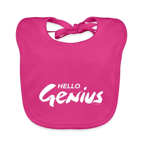 Hello Genius (blanco) - Babero de algodón orgánico para bebés
