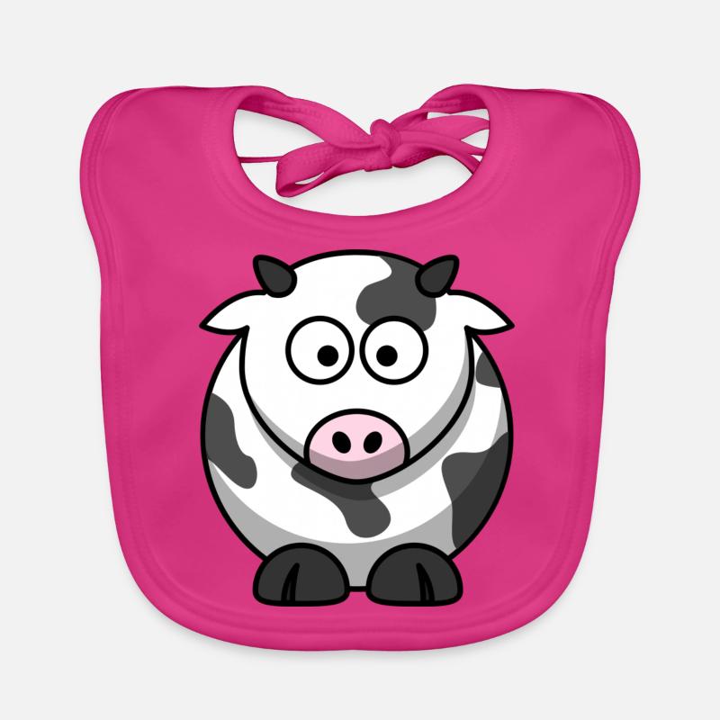 Méline la vache - Bavoir bio Bébé - fuchsia