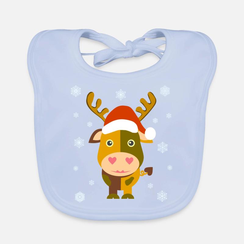 Weihnachtskuh / Santa Cow /Illustration Comicstyle Baby Bio-Lätzchen