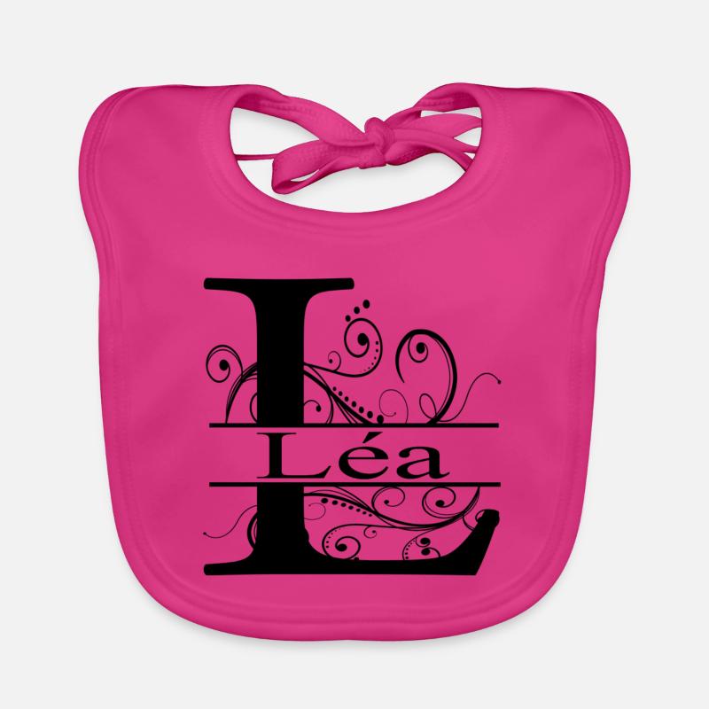 Monogramme avec le prénom Léa - Bavoir bio Bébé - fuchsia