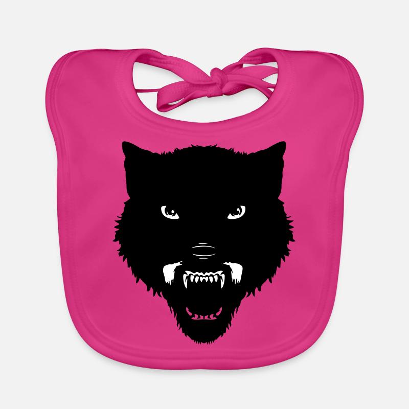 black wolf head Organic Baby Bibs