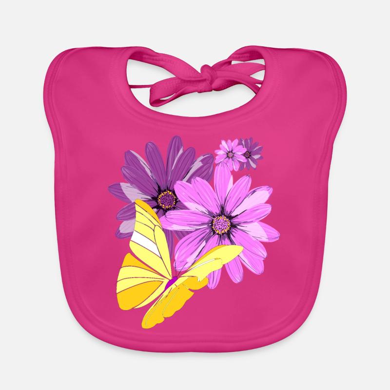 Papillon sur les fleurs Bavoir bio Bébé