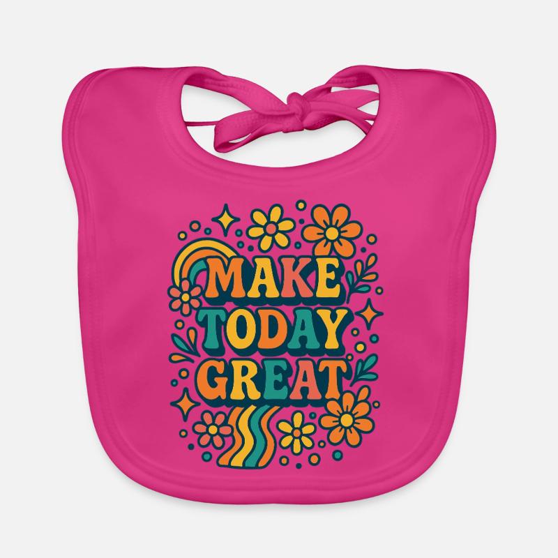Make Today Great - Conception de fleurs rétro colorées Bavoir bio Bébé