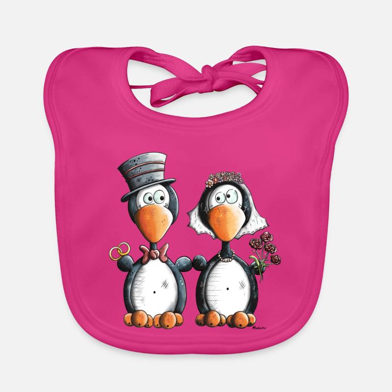 Pingouin Mariage Bavoir bio Bébé