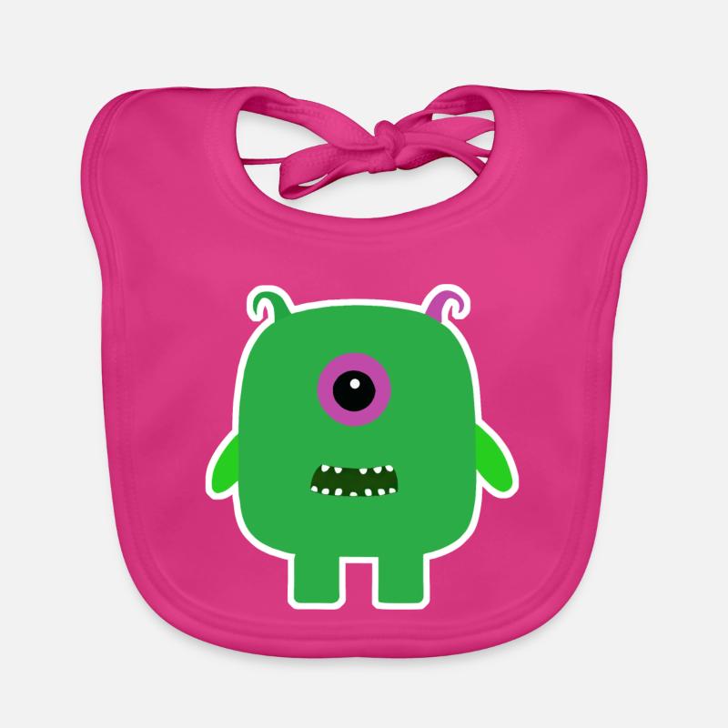 Green Cyclops Monster | Cute Square Alien  Organic Baby Bibs