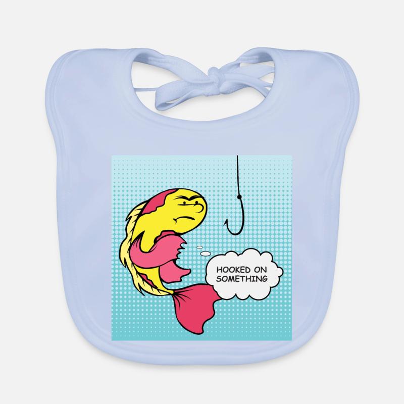 Pop Art Fish Hooked Humor Organic Baby Bibs