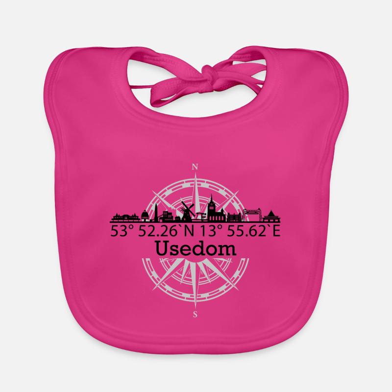 Skyline Usedom - Baby Bio-Lätzchen - Fuchsia