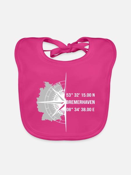 Koordinaten Bremerhaven - Baby Bio-Lätzchen - Fuchsia