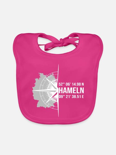 Koordinaten Hameln - Baby Bio-Lätzchen - Fuchsia