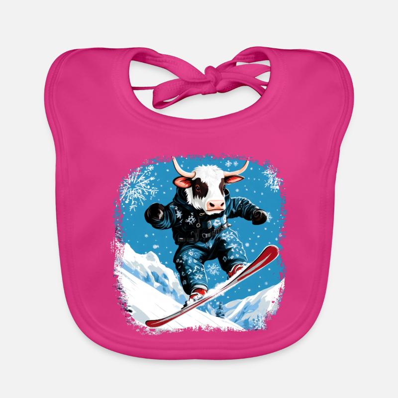 Snowboard cows Organic Baby Bibs