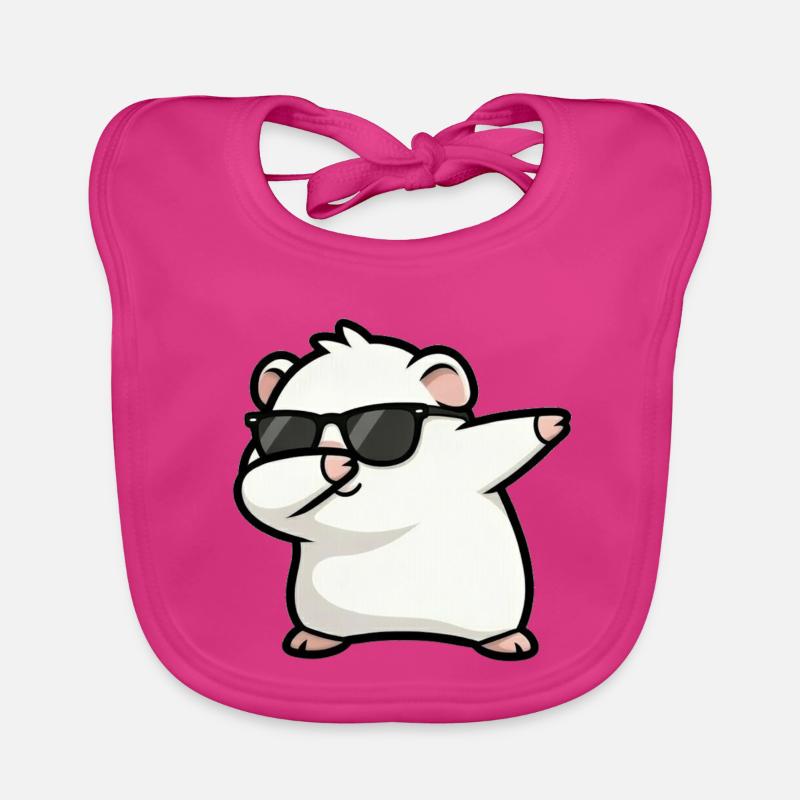 Dabbing guinea pig white Organic Baby Bibs