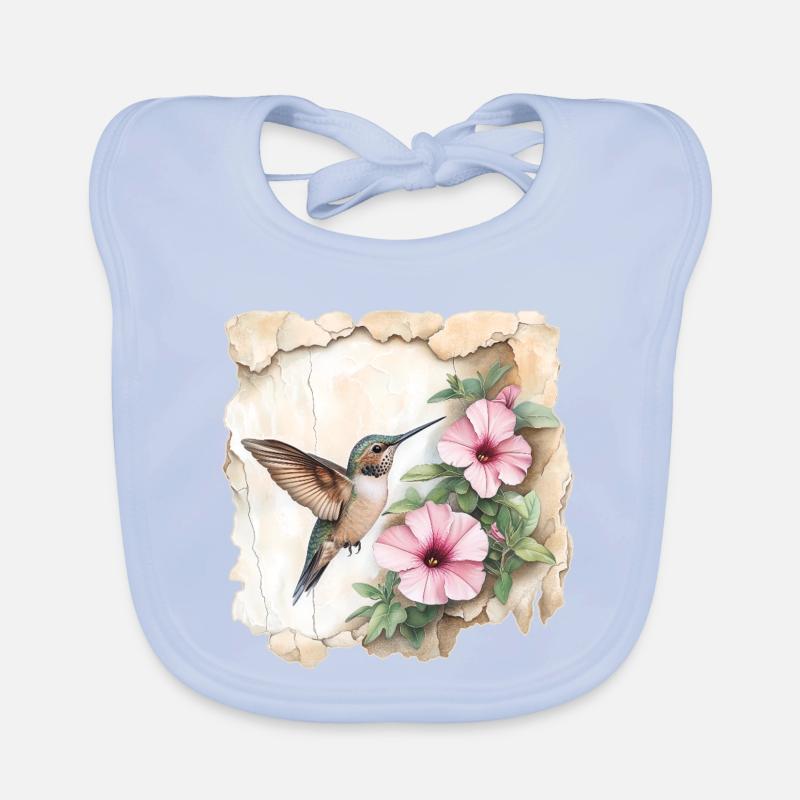 Colibri avec des fleurs Bavoir bio Bébé