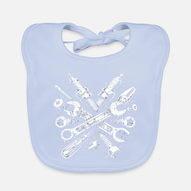 Tool Grunge Mechanic Spark Plug Design Organic Baby Bibs