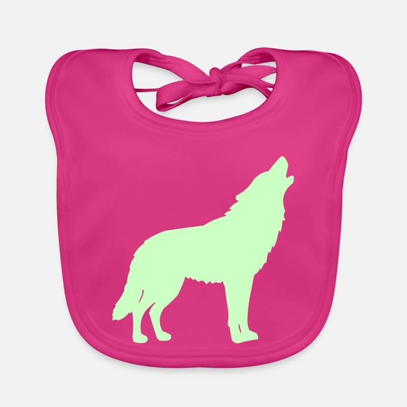 Silhouette de loup vert néon Bavoir bio Bébé