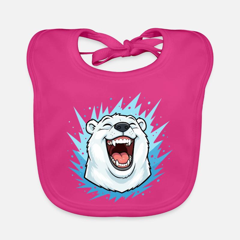 Laughing Polar Bear in Blue Lightning Organic Baby Bibs
