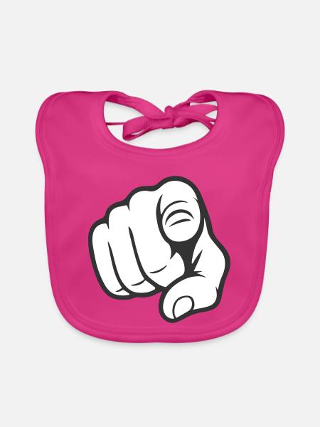 Pointer du doigt Tu gesticules Design d’autocollants - Bavoir bio Bébé - fuchsia - Devant