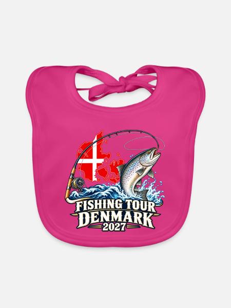 Angeltour Dänemark 2027 - Baby Bio-Lätzchen - Fuchsia - Vorne