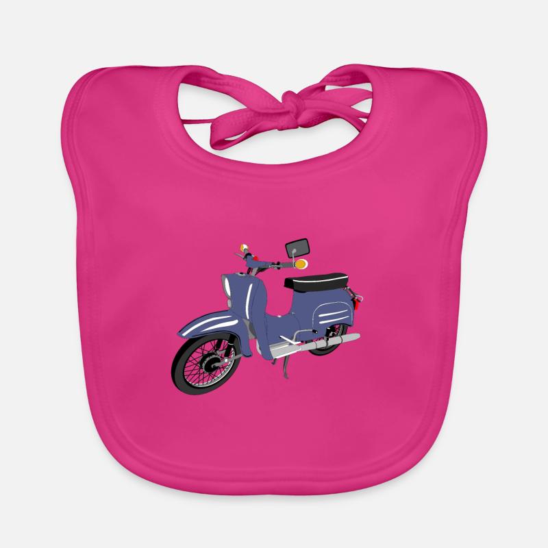 Simson Schwalbe blau - Baby Bio-Lätzchen - Fuchsia