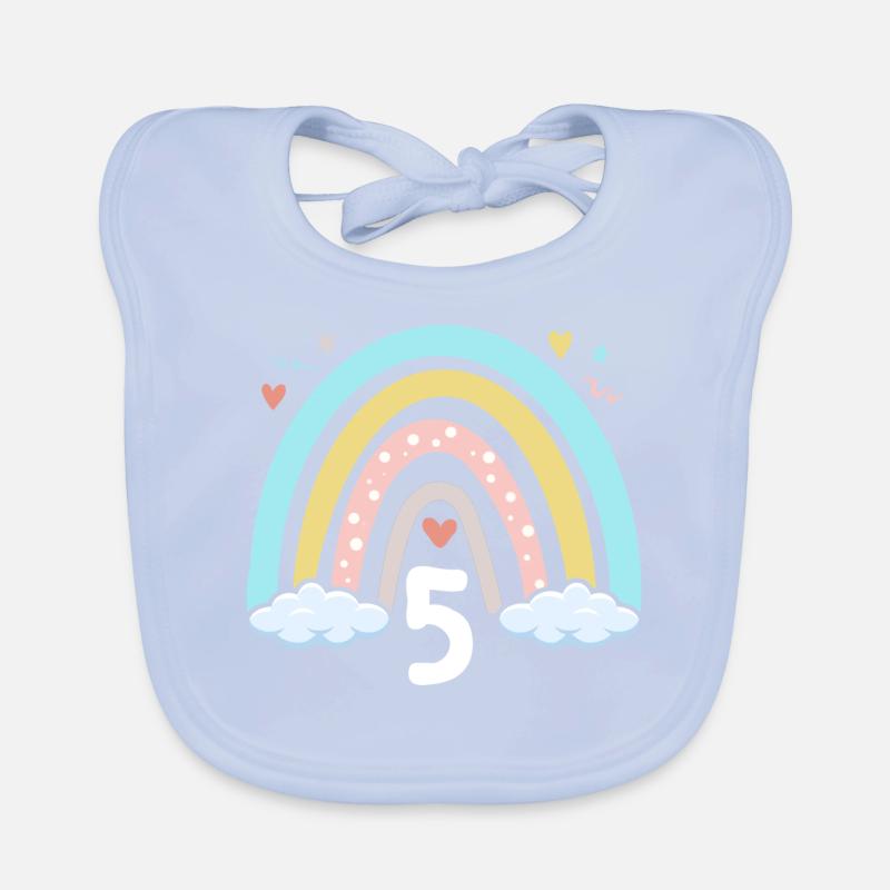 5. Geburtstag Mädchen Regenbogen Boho Baby Bio-Lätzchen