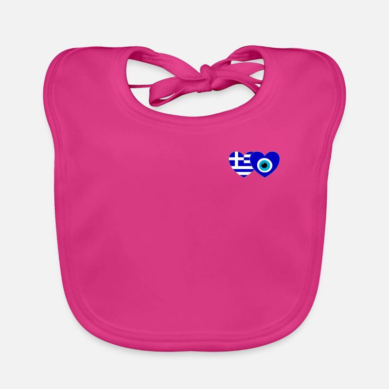 Grèce Bonheur Drapeau Cœur - Bavoir bio Bébé - fuchsia