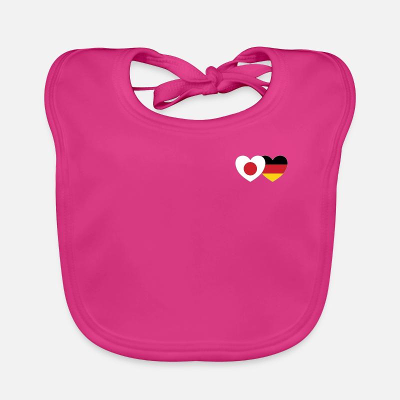 Japan Germany Flag Heart Organic Baby Bibs