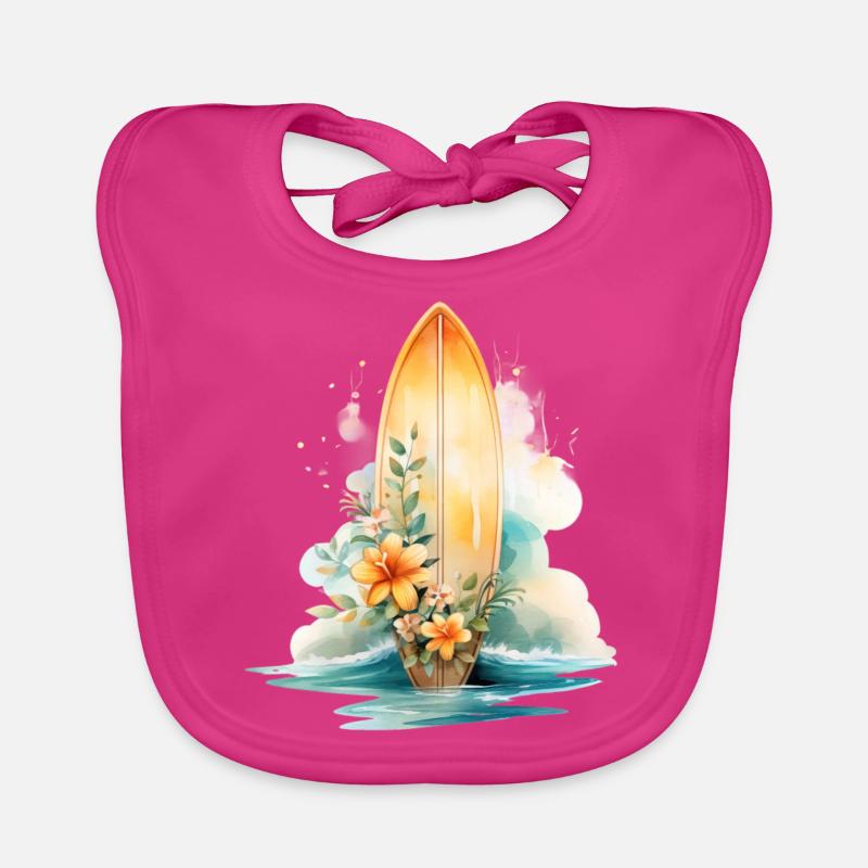 PLANCHE DE SURF EN FLEURS Bavoir bio Bébé
