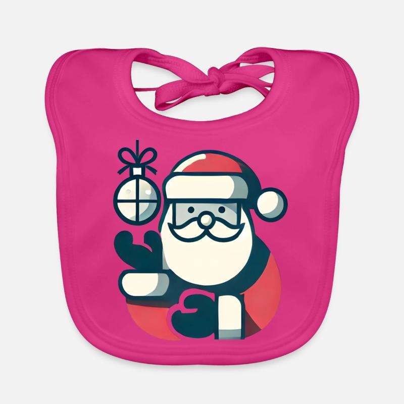 Weihnachtsmann mit Weihnachtskugel Baby Bio-Lätzchen