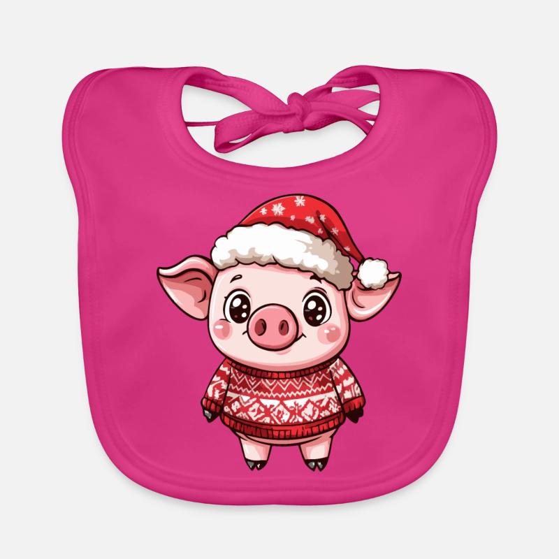 Bande dessinée de Noël cochon Bavoir bio Bébé