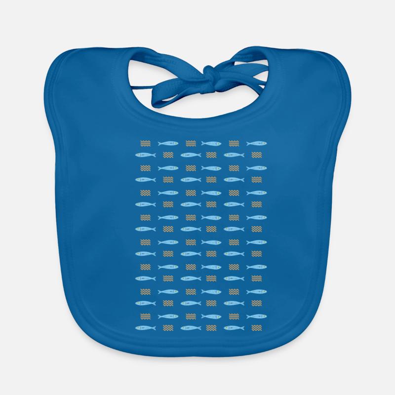 Minimalist Sardines and Waves Pattern for Summer Organic Baby Bibs