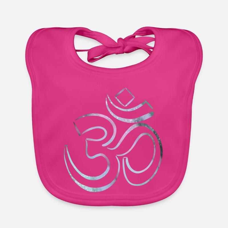 Le signe coloré du Karma Om - Bavoir bio Bébé - fuchsia
