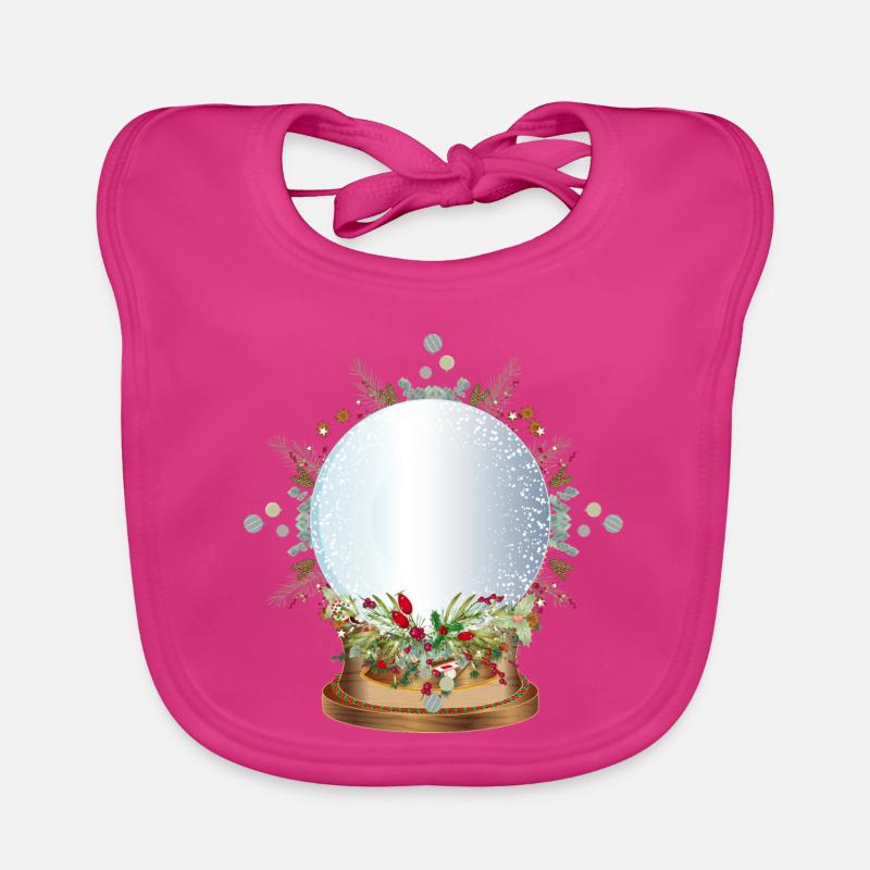 empty nostalgic snow globe to label Organic Baby Bibs