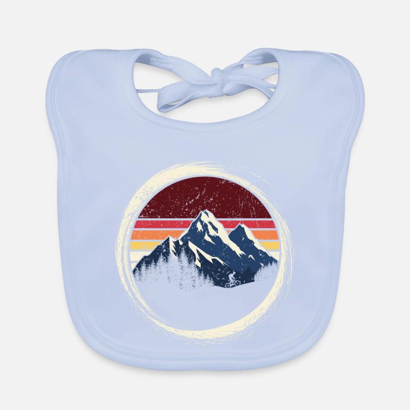 Mountain Sunset Retro Circle Organic Baby Bibs