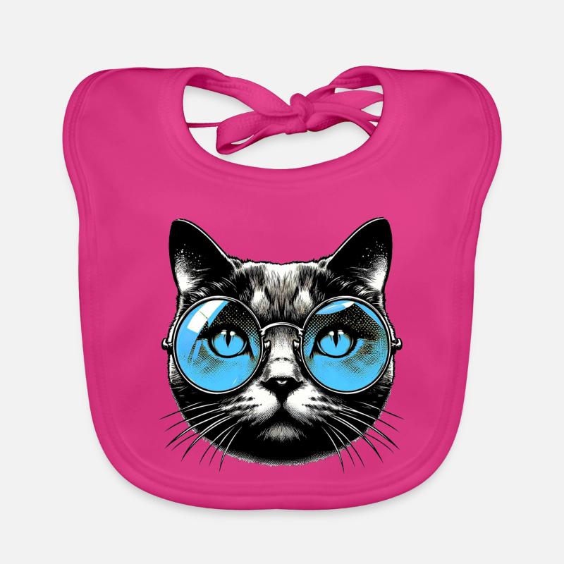 Cat with Glasses Organic Baby Bibs
