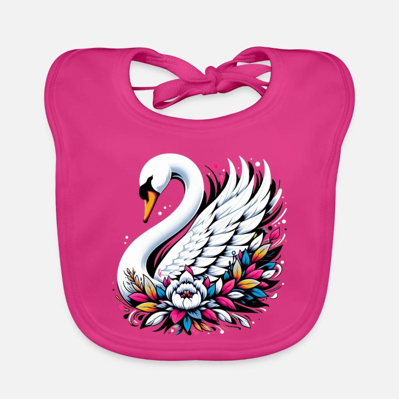 Schwan - Baby Bio-Lätzchen - Fuchsia