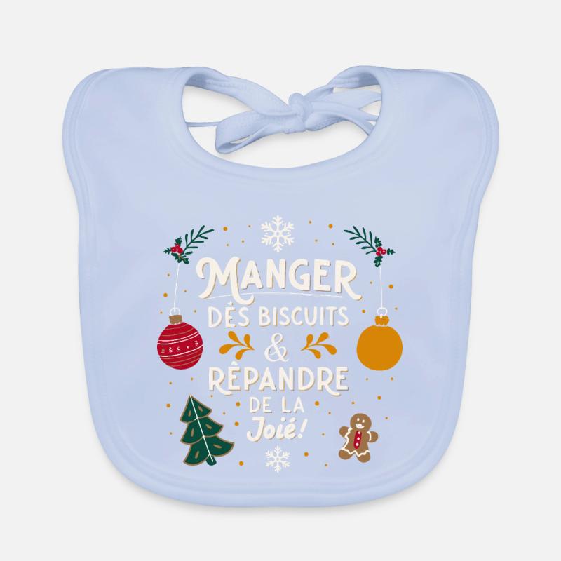 Manger des Biscuits & Répandre Joie Noël Bavoir bio Bébé