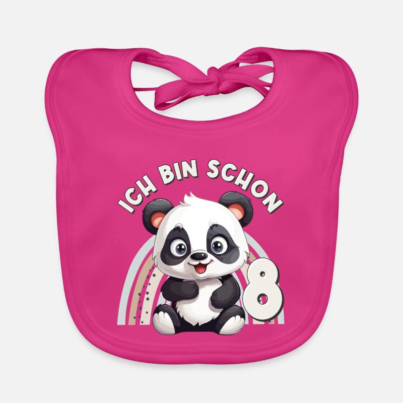8. Geburtstag Panda Bär Regenbogen Süß Niedlich Baby Bio-Lätzchen