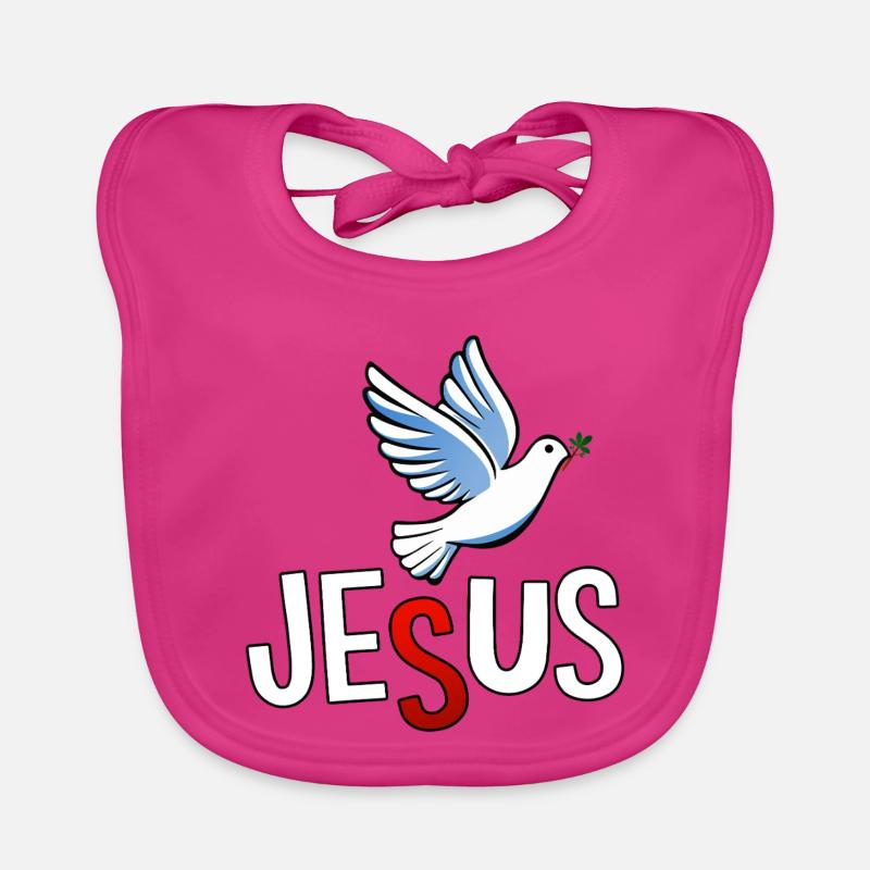 Lettrage de Colombe et JÉSUS Bavoir bio Bébé