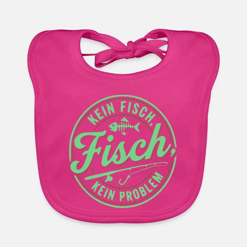 Pas de poisson, pas de problème, t-shirt de pêcheur, sweat à capuche - Bavoir bio Bébé - fuchsia